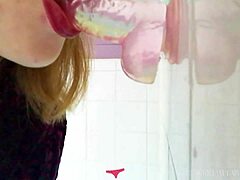 young sexy girl slurps sloppy blowjob on suction dildo violette des étoiles