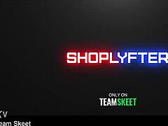 caught shoplifting on dare teen rides dildo office roleplay