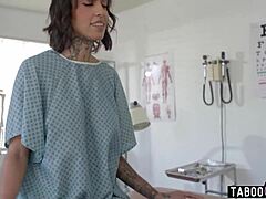 Sexy white doctor fists hot black milf while cute latina nurse joins in hospital