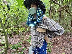 amateur thai babe and friend fuck rough creampie in forest garden pov 4k