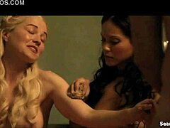 Lucy Lawless Lesley-Ann Brandt Laura Surrich Spartacus nude tits blowjobs