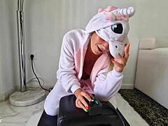 imagine this milf in unicorn costume squirting hard on sybian machine!