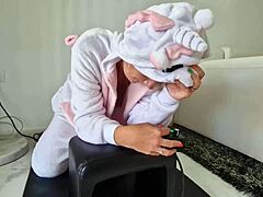 imagine this milf in unicorn costume squirting hard on sybian machine!