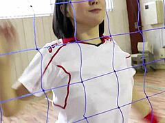 japanese volleyball girl's huge tits bounce in secret practice vid 💦😍