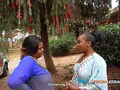 Huge Titted Ebony BBW Lesbians Grind Double Dildo Till They Cum Hard