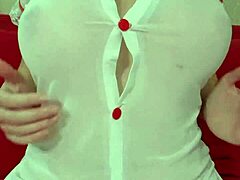 Blonde Bombshell Squeezes Huge Tits Through Sheer Dress Close-Up Amateur