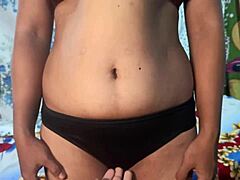 desi indian teen girlfriend's hairy wet pussy takes rough doggystyle pounding on bed