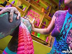 Two tattooed goth lesbians gape shaved assholes with huge anal toys to real orgasms