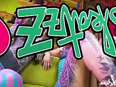 Two tattooed goth lesbians gape shaved assholes with huge anal toys to real orgasms