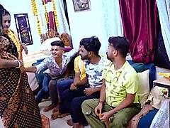 stepmom teaches stepdaughter desi gangbang fucking for her very first time.