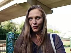 german scout hairy pussy girl rides cock to squirting orgasms at pickup casting