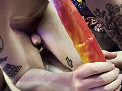 Bisexual Femdom Deepthroats Huge Cock Close-Up Strapon Sucking