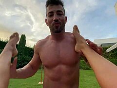 brunette milf bends for stepson's monster cock deepthroat anal pool pounding