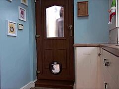 Nasty Brunette Slut Bent Over Kitchen Desk for Creampie Pound!