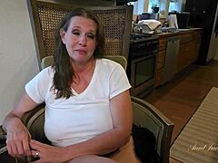 Mature Babe Spreads Big Tits on Desk for Intense Bedroom Action