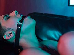 latina goddess chokes sub with feet while he worships wet pussy