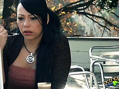 lara's huge tits tempt car salesman into blowjob pussy cumshot action