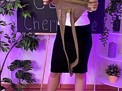 sisi teases in sheer pantyhose at nylon club night