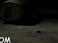 blindfolded angel gagged and bound gets toy shoved deep in twat during femdom game