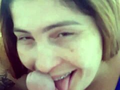 Wife cheats, hubby cums on her natural tits from the heat!