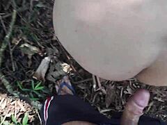 she keeps fucking him after he cums in the park?