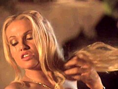 blonde babe rides cock in garden fuck