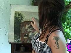 i love licking this cute brunette's perfect ass and round tits outdoors till she orgasms