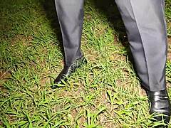 yuri gaúcho's boss whips out huge cock outdoors, strokes it hard and explodes in public exhibition frenzy