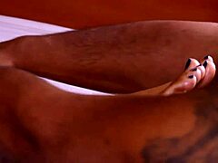 pretty young black feet tease monster cock in barefoot footjob you won't believe