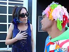 ladyboy bends for deep anal pounding