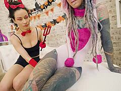 watch anuskatzz and stacy bloom atm lesbian ass licking huge dildo pussy gaping halloween!