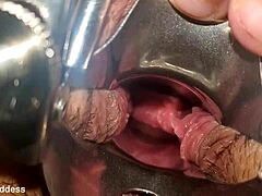 I spread wide for speculum stretching my pussy close up