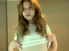 skinny blonde babe films first-time fingering for boyfriend in bedroom