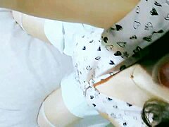 just a cute girl in white skirt getting naughty with tongue play 😛✨