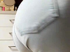 petite blonde teases in tight jeans homemade strip dance