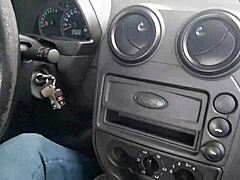 Uber ride turns wild as neighbor's wife deepthroats swallows cum in car