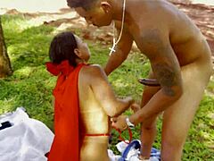 naughty red riding hood gets railed by woodcutter deep in forest