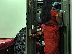 maid cleaning closet when owner sneaks up 😈 big tits indian milf fucked rough in kitchen 🔥