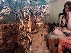 cute goth bimbo nerd in pigtails stockings vibes to bayonetta orgasm