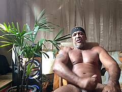 Brazilian bear's fat cock handjob tease?