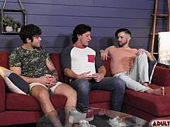 Dalton riley's first gay threesome bareback anal with muscular friends