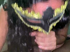 Petite latina teen swallows neighbor's full cock deepthroat in lingerie dawn