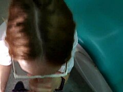 doctor kneels sucking patient's cock ends in facial cumshot