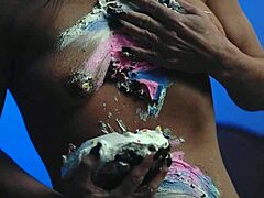 Messy Birthday Cake Smears Over Her Tits!