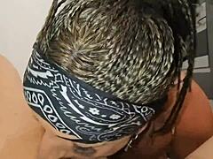 Muscular milf deepthroats big clit on face