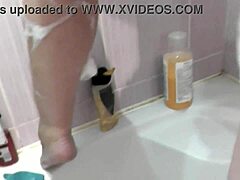 Neighbor fucks sexy blonde milf wife doggystyle in shower while hubby away 💦 creampie closeup on natural tits! 😍