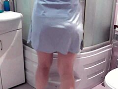 Neighbor fucks sexy blonde milf wife doggystyle in shower while hubby away 💦 creampie closeup on natural tits! 😍