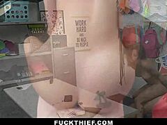 Thieving teen Anna Chambers punished with big cock doggystyle after bra makeup bust