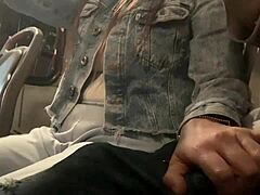 damn she grabs my huge cock on public bus after flashing tits wild