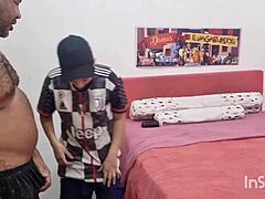 Skinny Latina Teen Bent Over for Bisexual Anal Pounding